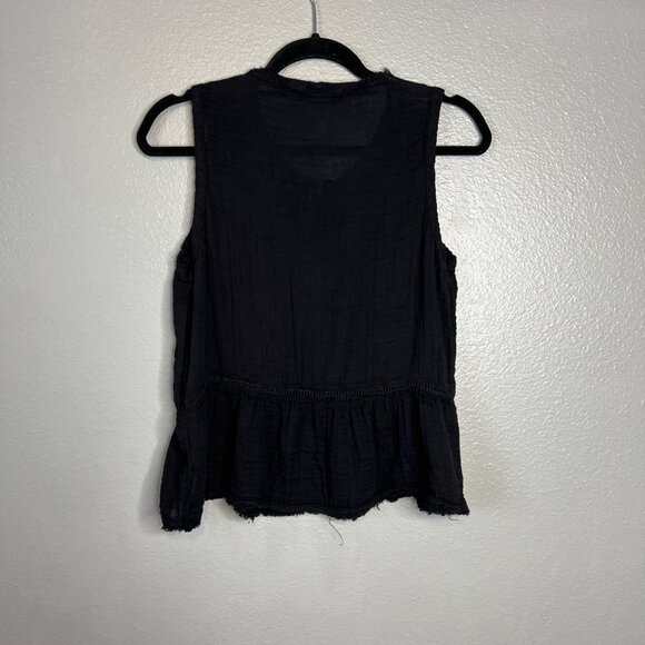 Michael Stars Gauzy Sleeveless Top Size XS Black Peplum Button Detail Sleeveless - Picture 5 of 5